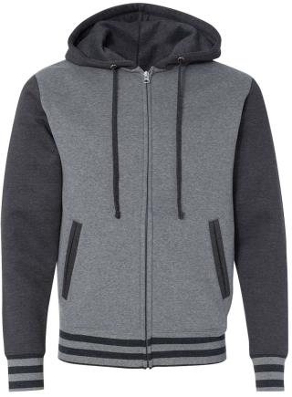 IND45UVZ - Unisex Varsity Hooded Full-Zip Sweatshirt
