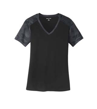 Ladies' CamoHex Colorblock V-Neck Tee